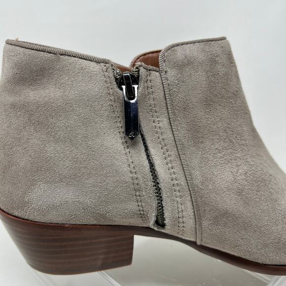 Sam Edelman Petty Ankle Boots Women’s 8W Gray Leather Side Zip Booties - Picture 7 of 11